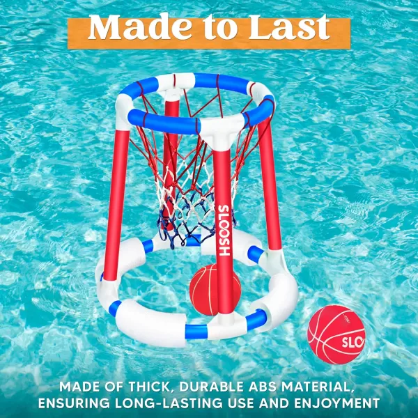 Sloosh Pool Basketball Hoop Toys Floating Basketball Pool Game Swimming Pool Floats Toys with Balls Pump Summer Outdoor Water Play Toy for Kids and Adults Blue OrangeRed Blue