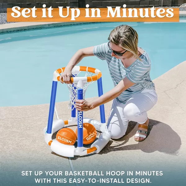 Sloosh Pool Basketball Hoop Toys Floating Basketball Pool Game Swimming Pool Floats Toys with Balls Pump Summer Outdoor Water Play Toy for Kids and Adults Blue OrangeBlue Orange