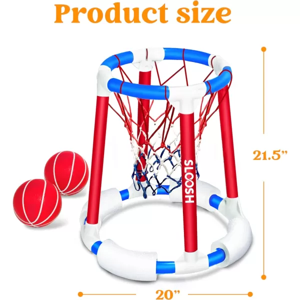 Sloosh Pool Basketball Hoop Toys Floating Basketball Pool Game Swimming Pool Floats Toys with Balls Pump Summer Outdoor Water Play Toy for Kids and Adults Blue OrangeRed Blue