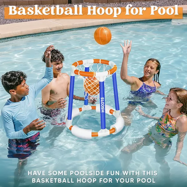 Sloosh Pool Basketball Hoop Toys Floating Basketball Pool Game Swimming Pool Floats Toys with Balls Pump Summer Outdoor Water Play Toy for Kids and Adults Blue OrangeBlue Orange