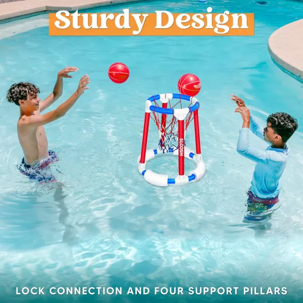 Sloosh Pool Basketball Hoop Toys Floating Basketball Pool Game Swimming Pool Floats Toys with Balls Pump Summer Outdoor Water Play Toy for Kids and Adults Blue OrangeRed Blue