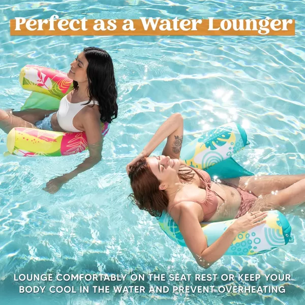 Sloosh Pool Floats Chairs Adult2 Packs Inflatable Noodle Chair with Sling Soft FabricFloating Pool Float Chair Lounge Water Chairs Swimming Floaties for Party Summer Water FunSummer Leaves