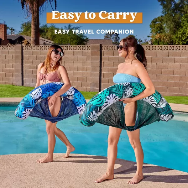 Sloosh Pool Floats Chairs Adult2 Packs Inflatable Noodle Chair with Sling Soft FabricFloating Pool Float Chair Lounge Water Chairs Swimming Floaties for Party Summer Water FunTropical Leaves