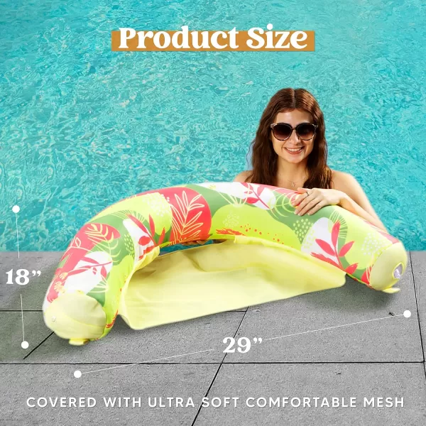 Sloosh Pool Floats Chairs Adult2 Packs Inflatable Noodle Chair with Sling Soft FabricFloating Pool Float Chair Lounge Water Chairs Swimming Floaties for Party Summer Water FunSummer Leaves
