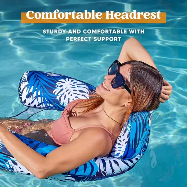 Sloosh Pool Floats Chairs AdultFloating Water Hammock ChairPlant Pattern Inflatable Pool Lounge Chairs for AdultsBlow up Pool Noodles Floats for Swimming Pool Party Summer Water Fun