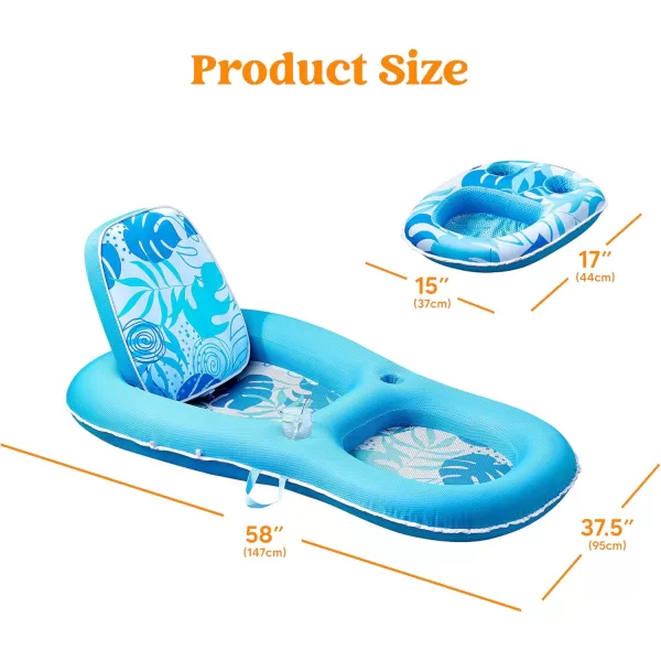 Sloosh Pool Floats Lounger Adult Fabric Pool Floaties Lounge Convertible 2in1 Float Floating Water Floaty with Cup Holders Adjustable Backrest Recliner for Summer Pool Party
