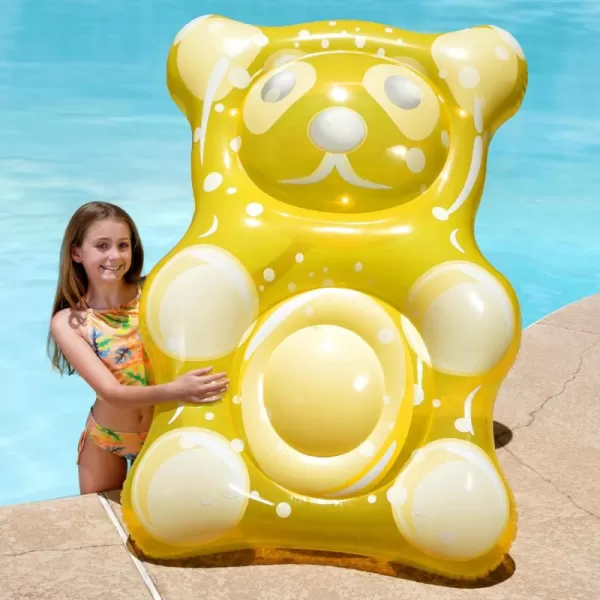 Sloosh 60quot Gummy Bear Inflatable Pool Float  Swimming Pool Floats Decor Pool Floaties Raft Lounge Seasonal Water Pool Toys Cute Pool Beach Birthday Party Decorations for Kids Toddlers Adults