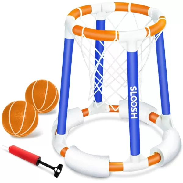 Sloosh Pool Basketball Hoop Toys Floating Basketball Pool Game Swimming Pool Floats Toys with Balls Pump Summer Outdoor Water Play Toy for Kids and Adults Blue OrangeBlue Orange