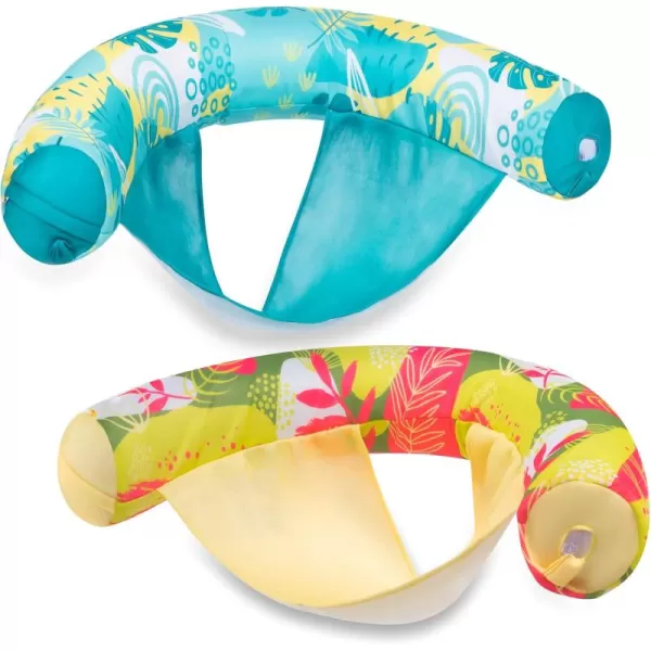 Sloosh Pool Floats Chairs Adult2 Packs Inflatable Noodle Chair with Sling Soft FabricFloating Pool Float Chair Lounge Water Chairs Swimming Floaties for Party Summer Water FunSummer Leaves
