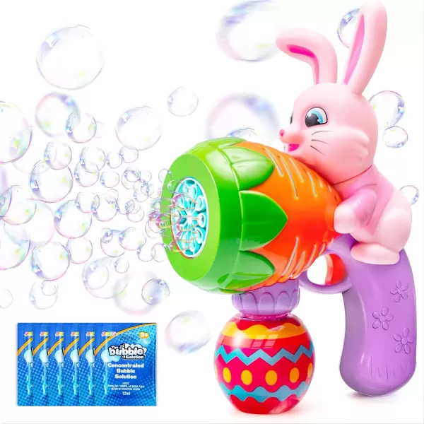 Sloosh Light Up Easter Bubble Gun for Toddler Bunny Easter Toys for Kids Ages 38 Rabbit Bubble Machine Gun with 6 Bubble Refill Solution for Party Easter Gifts Easter Basket StuffersPink
