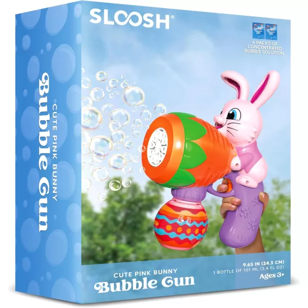 Sloosh Light Up Easter Bubble Gun for Toddler Bunny Easter Toys for Kids Ages 38 Rabbit Bubble Machine Gun with 6 Bubble Refill Solution for Party Easter Gifts Easter Basket StuffersPink