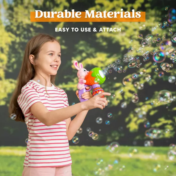 Sloosh Light Up Easter Bubble Gun for Toddler Bunny Easter Toys for Kids Ages 38 Rabbit Bubble Machine Gun with 6 Bubble Refill Solution for Party Easter Gifts Easter Basket StuffersPink