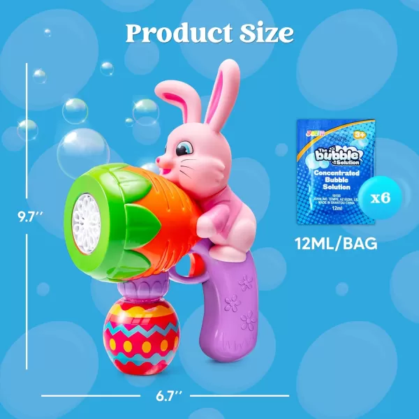 Sloosh Light Up Easter Bubble Gun for Toddler Bunny Easter Toys for Kids Ages 38 Rabbit Bubble Machine Gun with 6 Bubble Refill Solution for Party Easter Gifts Easter Basket StuffersPink