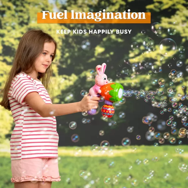 Sloosh Light Up Easter Bubble Gun for Toddler Bunny Easter Toys for Kids Ages 38 Rabbit Bubble Machine Gun with 6 Bubble Refill Solution for Party Easter Gifts Easter Basket StuffersPink
