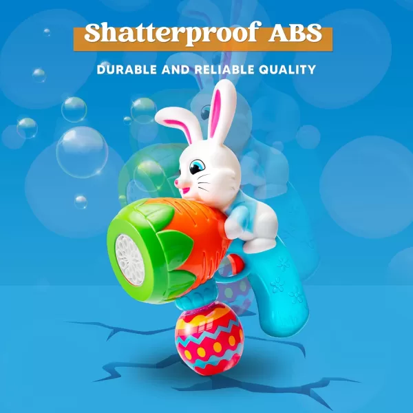 Sloosh Light Up Easter Bubble Gun for Toddler Bunny Easter Toys for Kids Ages 38 Rabbit Bubble Machine Gun with 6 Bubble Refill Solution for Party Easter Gifts Easter Basket StuffersEaster Blue