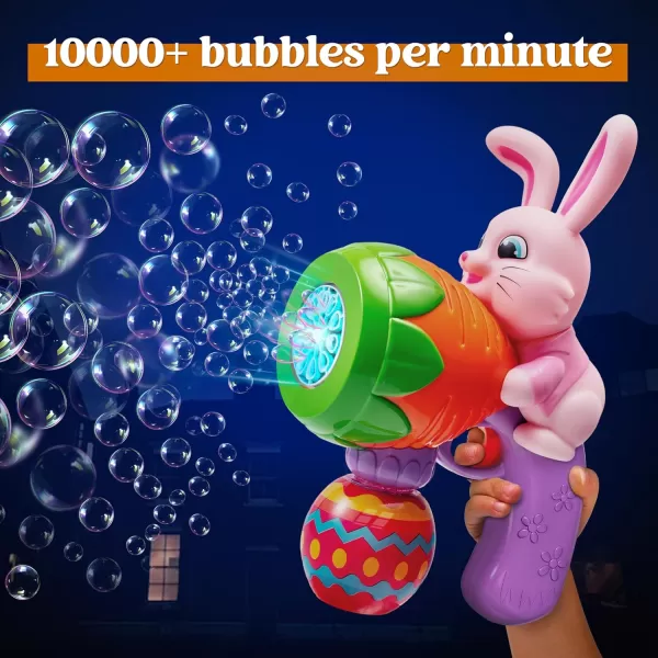 Sloosh Light Up Easter Bubble Gun for Toddler Bunny Easter Toys for Kids Ages 38 Rabbit Bubble Machine Gun with 6 Bubble Refill Solution for Party Easter Gifts Easter Basket StuffersPink