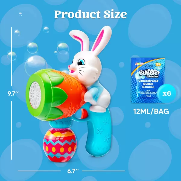 Sloosh Light Up Easter Bubble Gun for Toddler Bunny Easter Toys for Kids Ages 38 Rabbit Bubble Machine Gun with 6 Bubble Refill Solution for Party Easter Gifts Easter Basket StuffersEaster Blue
