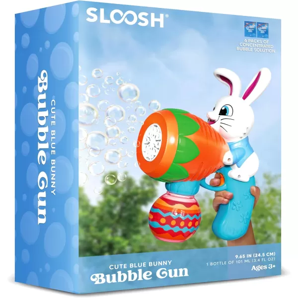 Sloosh Light Up Easter Bubble Gun for Toddler Bunny Easter Toys for Kids Ages 38 Rabbit Bubble Machine Gun with 6 Bubble Refill Solution for Party Easter Gifts Easter Basket StuffersEaster Blue