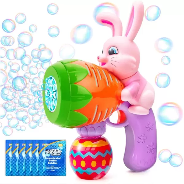 Sloosh Light Up Easter Bubble Gun for Toddler Bunny Easter Toys for Kids Ages 38 Rabbit Bubble Machine Gun with 6 Bubble Refill Solution for Party Easter Gifts Easter Basket StuffersPink