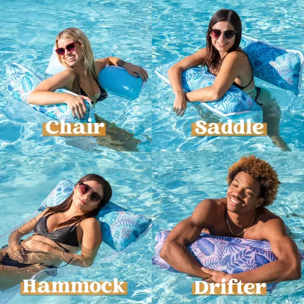 4in1 2 Pack Hammock Inflatable Pool Float Premium Swimming Pool Lounger Multi Purpose Pool Hammock Saddle Lounge Chair Hammock DrifterPool RaftLake Floats for Water FunCyan and Purple