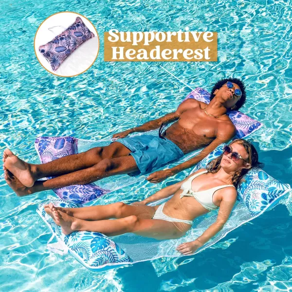 4in1 2 Pack Hammock Inflatable Pool Float Premium Swimming Pool Lounger Multi Purpose Pool Hammock Saddle Lounge Chair Hammock DrifterPool RaftLake Floats for Water FunCyan and Purple