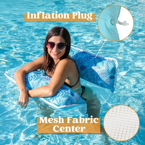 4in1 2 Pack Hammock Inflatable Pool Float Premium Swimming Pool Lounger Multi Purpose Pool Hammock Saddle Lounge Chair Hammock DrifterPool RaftLake Floats for Water FunCyan and Purple
