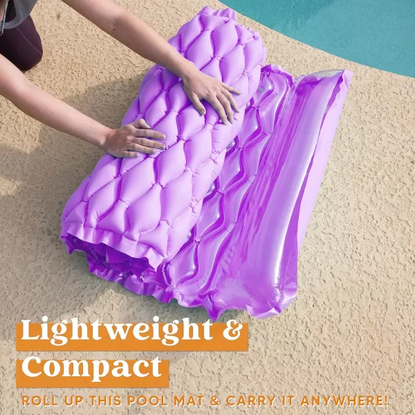 Sloosh 3 Pack Inflatable Pool Mat Swimming Pool Mattress Float Lounge with Headrest Pool Float Air Mat for Adults 64x32 inchGreenPurpleYellow