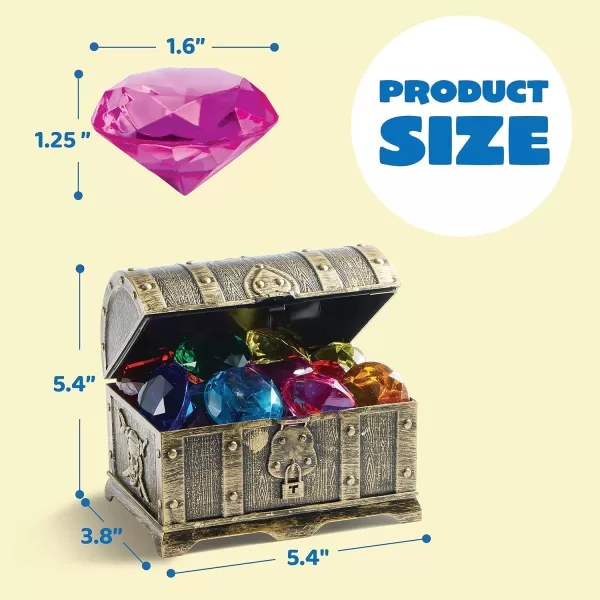 Sloosh Diving Gems Pool Toys 16 Big Colorful Diamond with Pirate Treasure Chest Swim Dive Toy for Kids Underwater Gemstone Swimming Training Gift Water Toys Pool GamesSilverGold