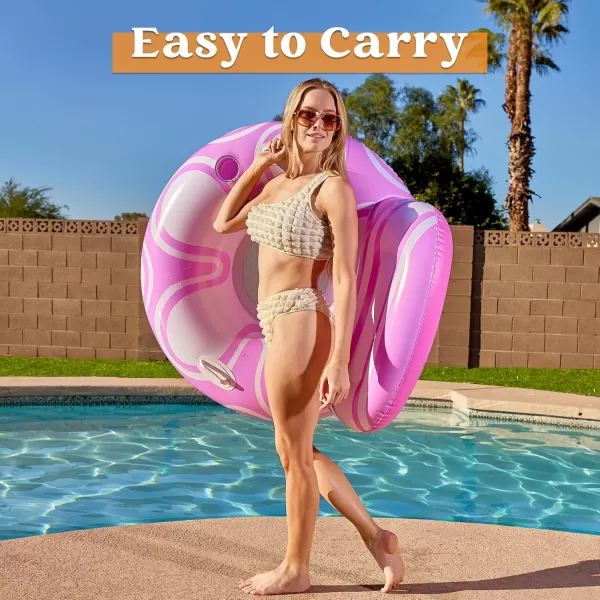 Sloosh Inflatable Pool Floats Chair  River Tube Pool Floaties Sofa with Big Backrest Lounge Above Water Floating Chair Mesh Bottom Swimming Pool Party Toys Lounger Lake Raft for Adults Pink WhitePink White