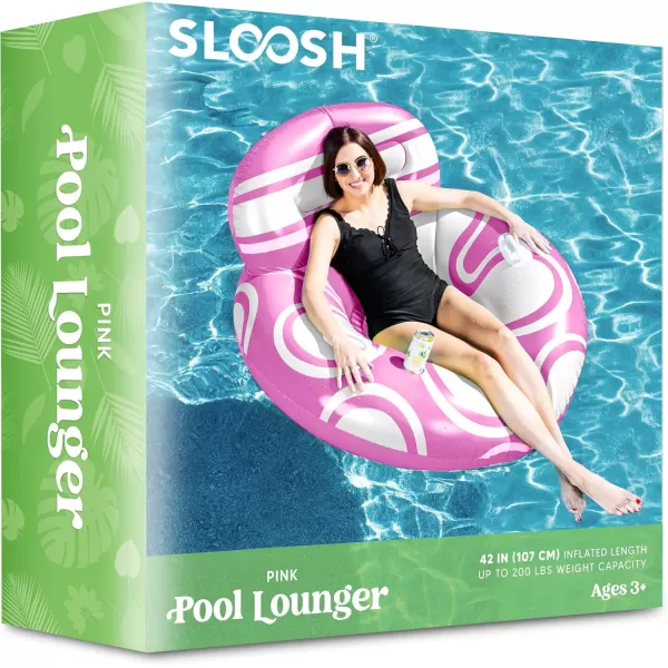 Sloosh Inflatable Pool Floats Chair  River Tube Pool Floaties Sofa with Big Backrest Lounge Above Water Floating Chair Mesh Bottom Swimming Pool Party Toys Lounger Lake Raft for Adults Pink WhitePink White