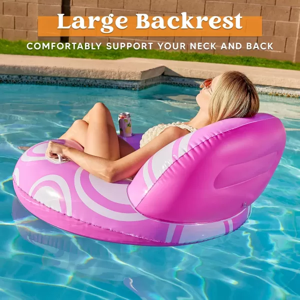 Sloosh Inflatable Pool Floats Chair  River Tube Pool Floaties Sofa with Big Backrest Lounge Above Water Floating Chair Mesh Bottom Swimming Pool Party Toys Lounger Lake Raft for Adults Pink WhitePink White