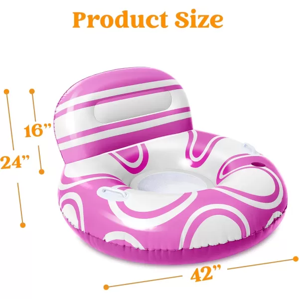 Sloosh Inflatable Pool Floats Chair  River Tube Pool Floaties Sofa with Big Backrest Lounge Above Water Floating Chair Mesh Bottom Swimming Pool Party Toys Lounger Lake Raft for Adults Pink WhitePink White
