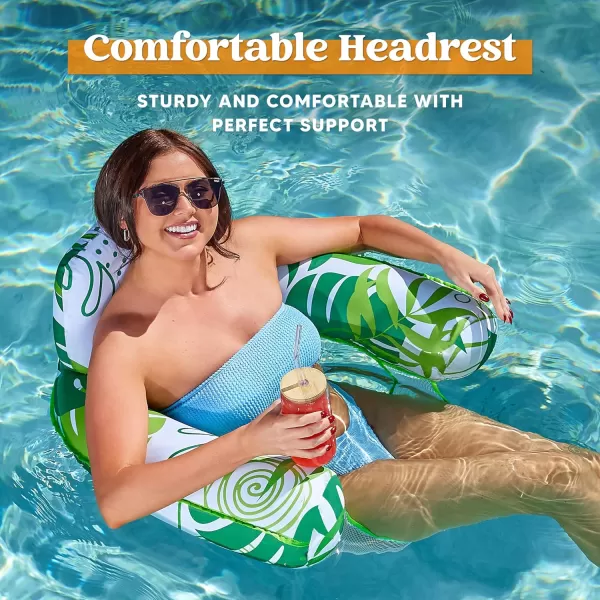 Sloosh Pool Floats Chairs Adult2 Pack Floating Water Hammock ChairInflatable Pool Lounge Chairs with headrest for AdultsBlow up Pool Noodles Floats for Swimming Pool Party Summer Water Fun