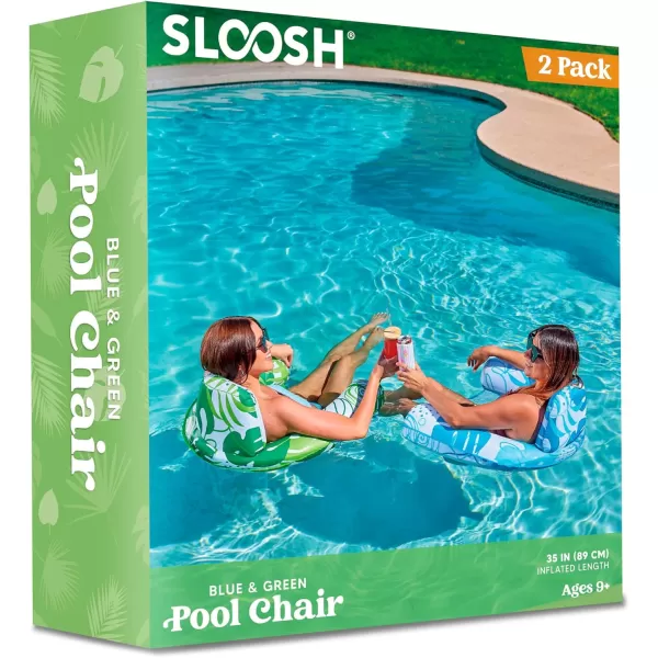 Sloosh Pool Floats Chairs Adult2 Pack Floating Water Hammock ChairInflatable Pool Lounge Chairs with headrest for AdultsBlow up Pool Noodles Floats for Swimming Pool Party Summer Water Fun