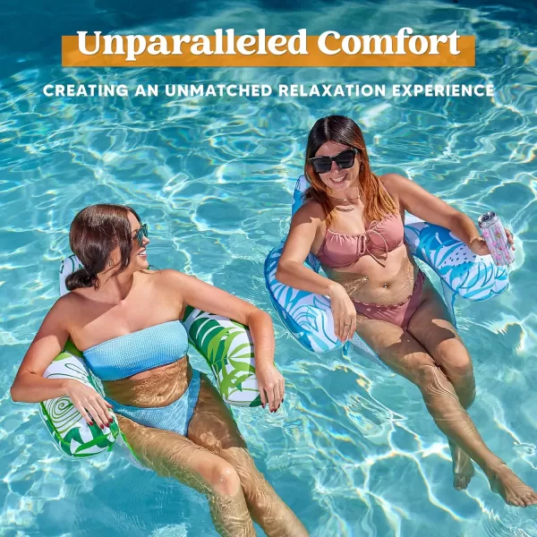 Sloosh Pool Floats Chairs Adult2 Pack Floating Water Hammock ChairInflatable Pool Lounge Chairs with headrest for AdultsBlow up Pool Noodles Floats for Swimming Pool Party Summer Water Fun
