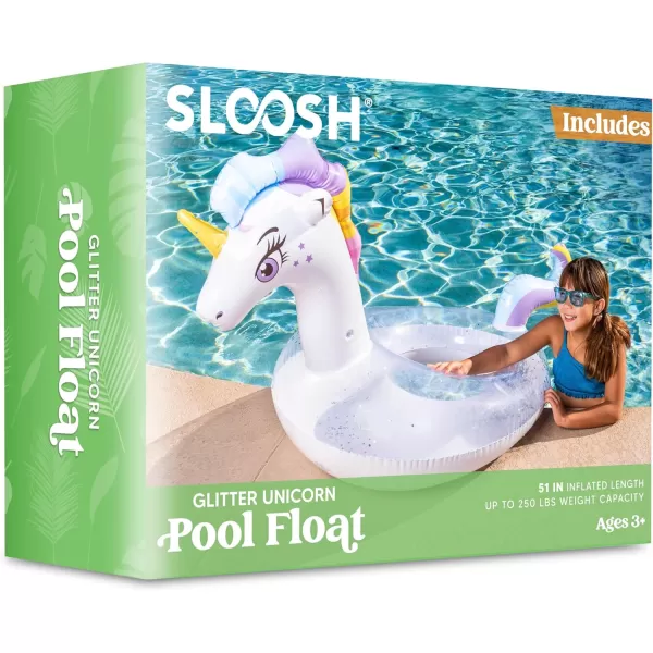 JOYIN Unicorn Pool Floats Kids  Inflatable Pool Tube Swim Ring Floaties with Glitter for Adults Kids Floating Fun Beach Lake Floaty Raft Summer Swimming Pool Toys Party Decorations Unicorn