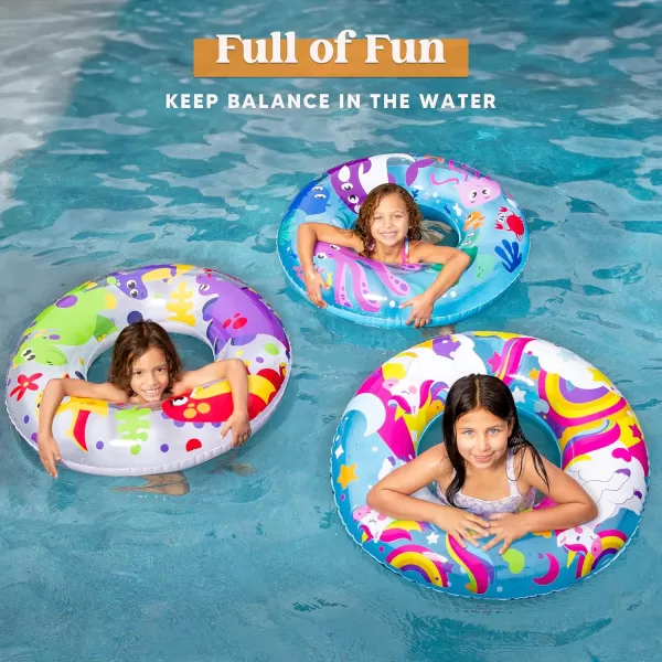 Inflatable Pool Floats with Glitters 325quot3 Pack Pool Floaties Tubes for Swimming Pool Kids Adults Beach Outdoor Party SuppliesAnimal