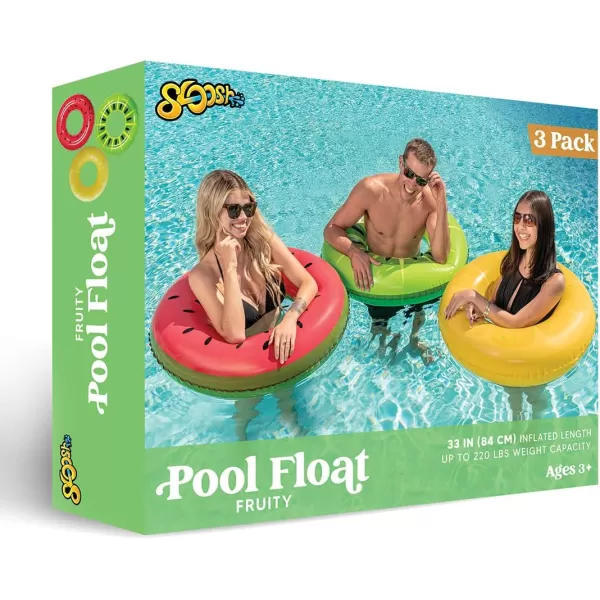 Inflatable Pool Floats with Glitters 325quot3 Pack Pool Floaties Tubes for Swimming Pool Kids Adults Beach Outdoor Party SuppliesFruit
