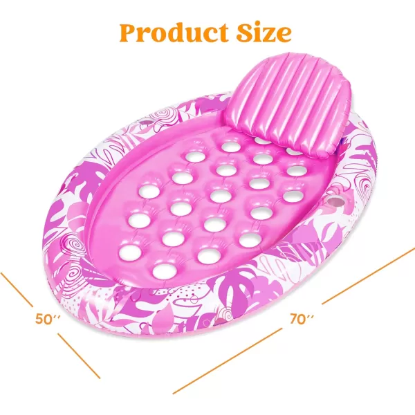 Inflatable Tanning Pool Floats Adult  Sloosh Oval Tanning Float Lounger for Adults Raft Sunbathing Lounge Cool Water Party Toys Lake Beach Swimming Pool Sun Tan Tube with Backrest Cup Holders BluePink