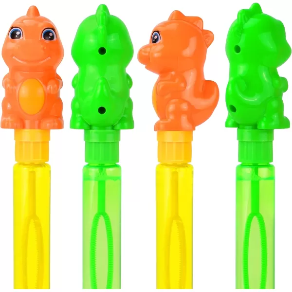 JOYIN 12 Pack 11 Bubble Wands Dinosaur with Rattles for Kids Summer Bubble Dinosaur Party Favors Supplies Outdoors Activity Birthday Easter Bubble Blower Toy