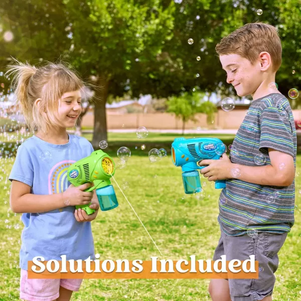 JOYIN 2 Bubble Guns with 2 Bottles Bubble Refill Solution Bubble Machine Gun for Kids Toddlers Bubble Blaster Party Favors Summer Outdoors Activity Wedding Easter Birthday GiftBluegreen
