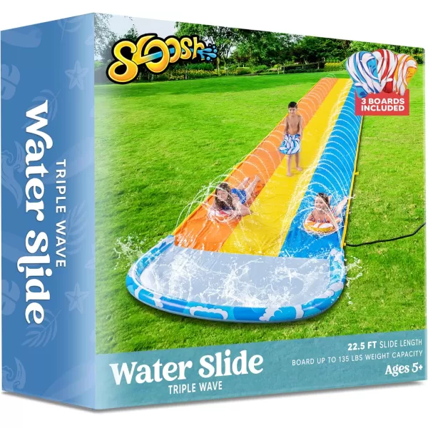 JOYIN 225ft Water Slides and 2 Bodyboards Lawn Water Slide Summer Slip Waterslides Water Toy with Build in Sprinkler for Backyard Outdoor Water Fun for Kids225FT Triple Lane