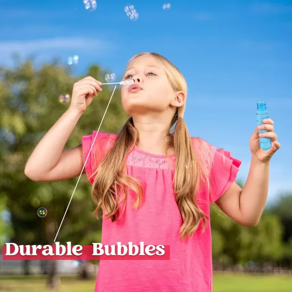Sloosh 24 Pack 2oz Bubble Liquid Clear Bottle with Wand Set for Kids Bubble Toys Summer Bubble Fun Activity Easter and Assortment Party FavorsWhorl