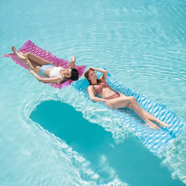 Sloosh Inflatable Pool Floats Raft Lounge for AdultsFloating Mat Swimming Pool Mattress with Headrest2 Pieces Pool Float Air Mat for Adults 64x32 inchBluePurple