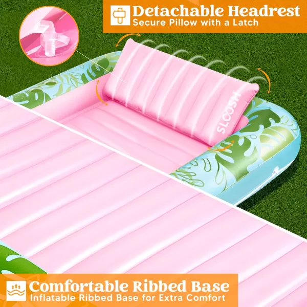 Sloosh Inflatable Tanning Pool Lounger Float for Adults 70quot x 46quot Large Suntan Tub Pool Floats Sun Tan Tub Ice Bath Tub Tanning Bed Blow up Pool Raft Lounge Floatie LBlueCyan Pink