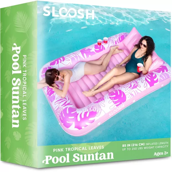 Sloosh Inflatable Tanning Pool Lounger Float for Adults 70quot x 46quot Large Suntan Tub Pool Floats Sun Tan Tub Ice Bath Tub Tanning Bed Blow up Pool Raft Lounge Floatie LBlueHot Pink