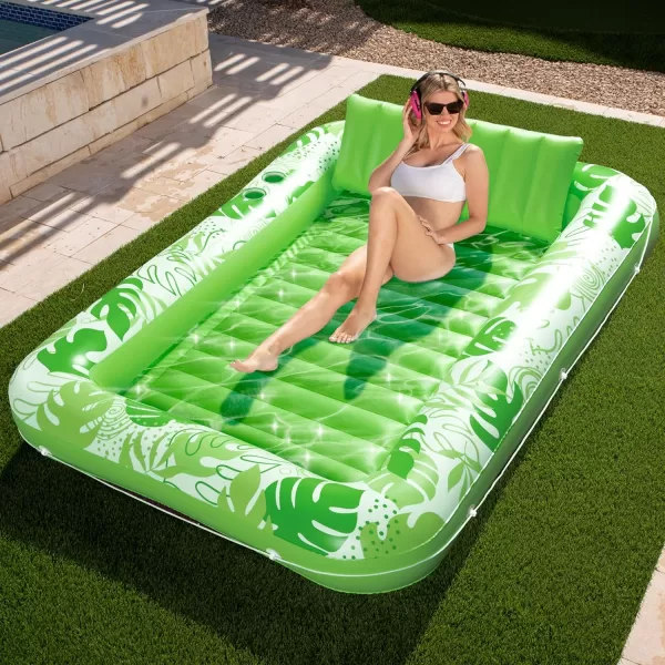 Sloosh Inflatable Tanning Pool Lounger Float for Adults 70quot x 46quot Large Suntan Tub Pool Floats Sun Tan Tub Ice Bath Tub Tanning Bed Blow up Pool Raft Lounge Floatie LBlueGreen