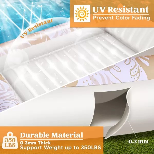 Sloosh Inflatable Tanning Pool Lounger Float for Adults 70quot x 46quot Large Suntan Tub Pool Floats Sun Tan Tub Ice Bath Tub Tanning Bed Blow up Pool Raft Lounge Floatie LBlueGolden White