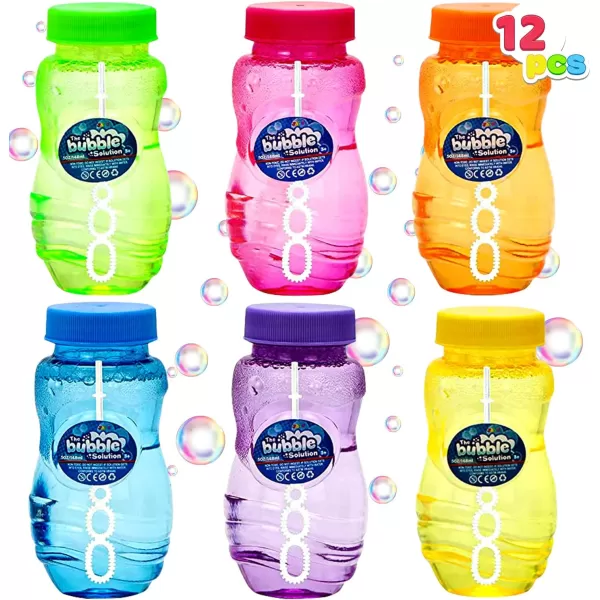JOYIN Bubbles Bottle 12 Pack 5 oz Party Favor for Kids Bulk Bubble Solution Blowing Wand 2 Dozen Party Supplies Outdoor Toys Wedding Party Summer Celebration Birthday Fun Gift
