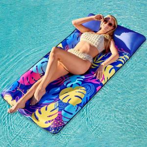 imageSloosh Inflatable Pool Floats Lounge  XL Fabric Covered Pool Mat Floaties for Adults Ultra Comfort Water Floating Lounger with Headrest for Beach Lake Swimming Pool Sun Tanning Float Raft 72quotX34quot